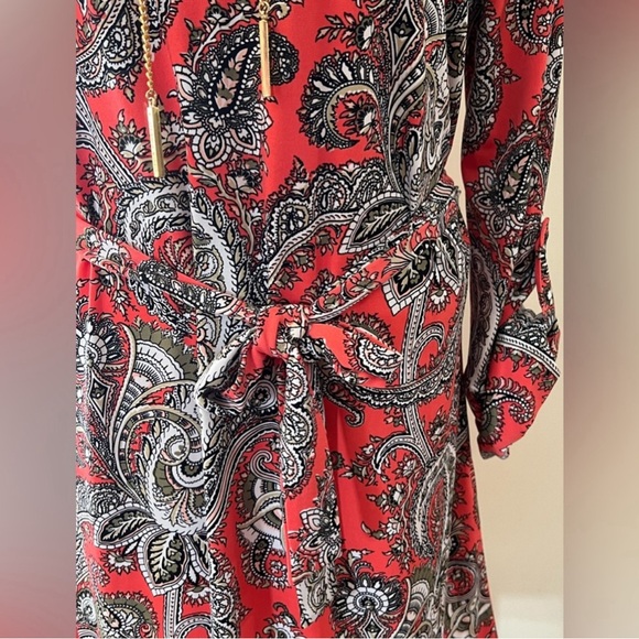 Michael Kors | Orange and Paisley Print Dress - Size Large - Picture 7 of 14